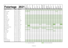 Feiertage in Deutschland als Tabelle (Excel)