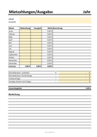 Mieteinnahmen, Mietzahlungen und Ausgaben (Excel) hier downloaden