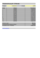 Berechnung Zinseszins für 12 Monate (Excel)